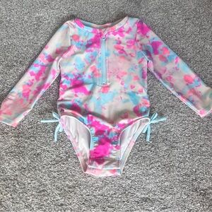 Cat & Jack Long Sleeve Tie-Dye Zip-up Swimsuit